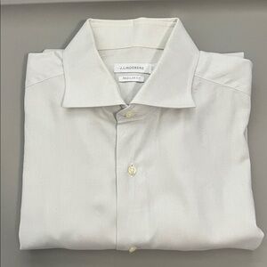 J Lindeberg Regular Fit White/Pale Gray Dress Shirt Size 16
